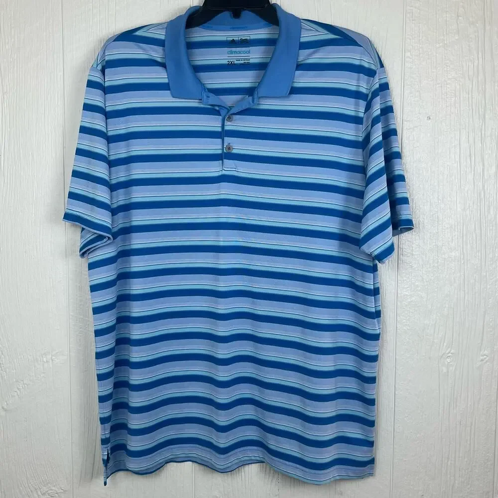 Adidas Polo shirt men’s 2XL Polo Climacool polyester/spandex blend Blue